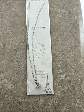 4/&50 Silver Triangle Crystal Pendant Necklace - Fashion Jewelry